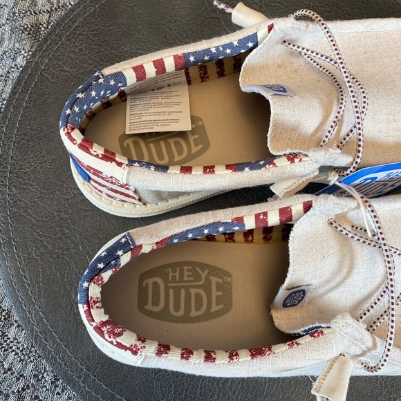 Hey Dude | Shoes | Hey Dude Wally Patriotic Sneakers Mens Off White